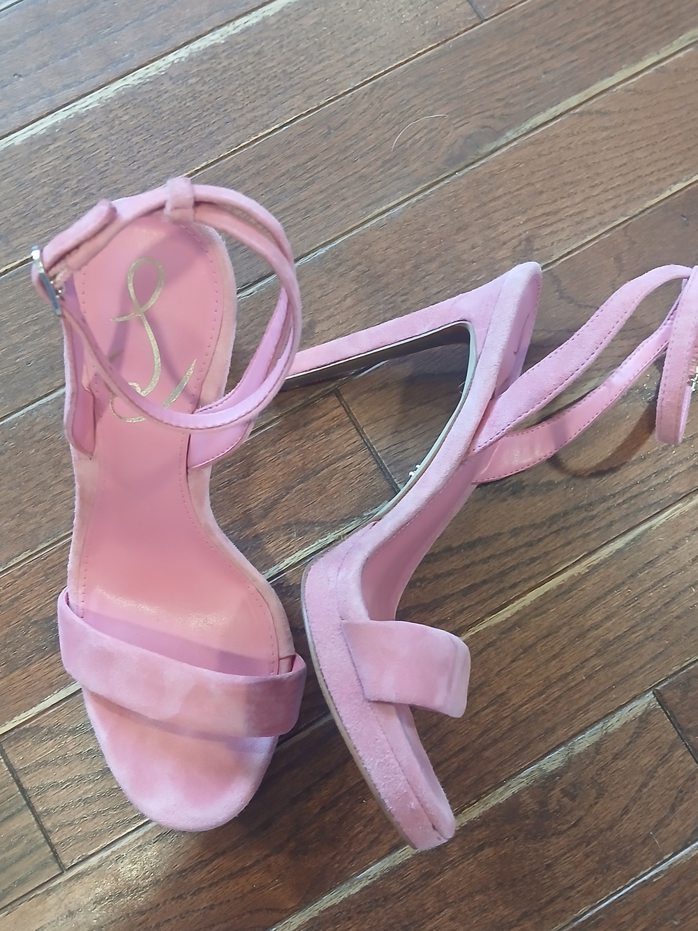 Sam Edleman Pink Suede Jade Stilleto Ankle-Strap Heels Sz 6 M Formal Classy